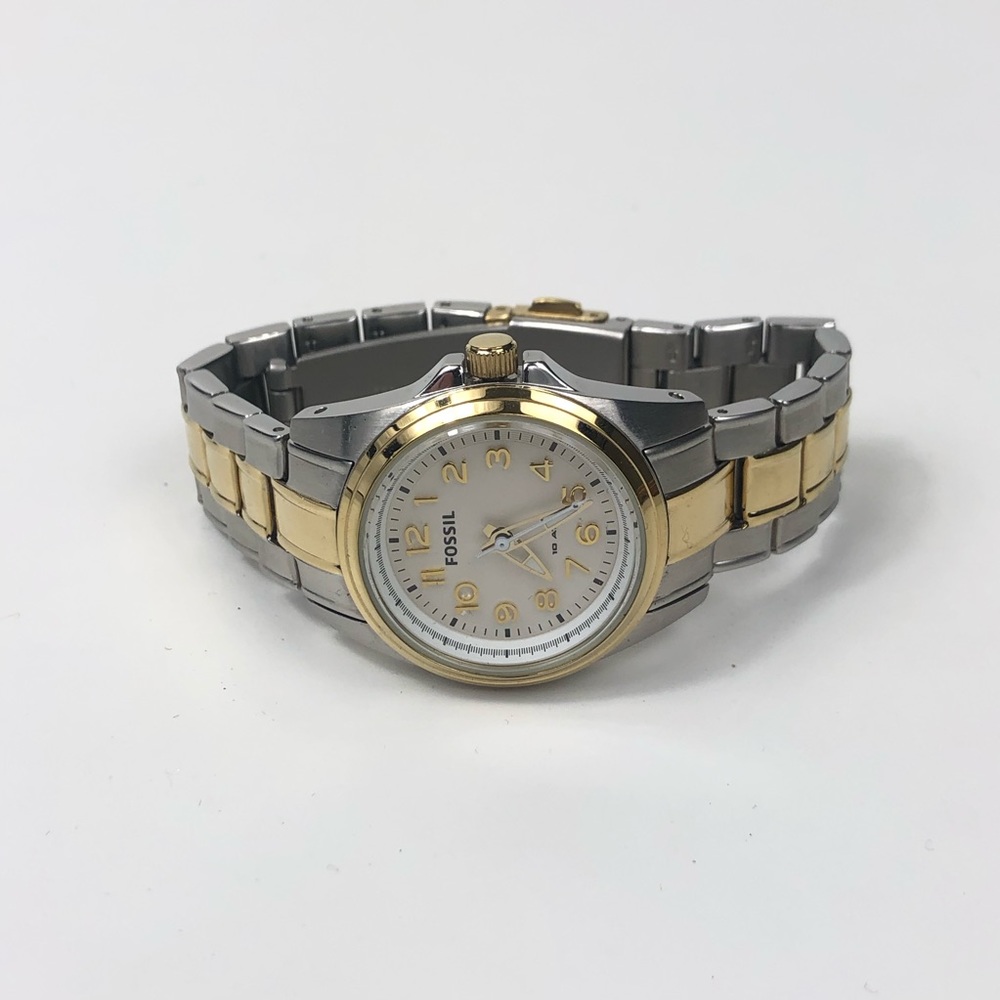 Silver and gold stainless steel watch